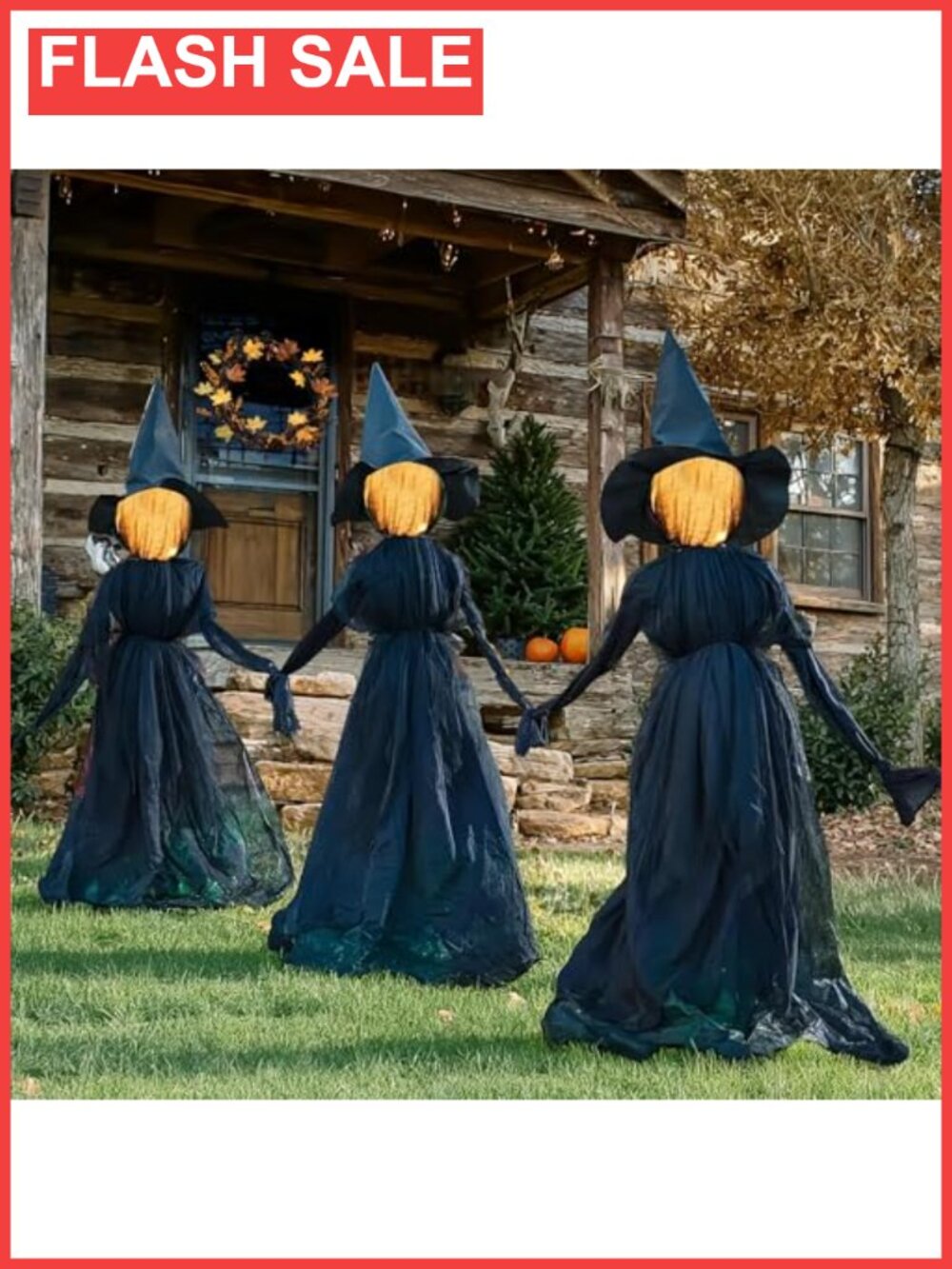 5 FT Light Up Witch Stakes Set of 3 Outdoor Halloween Decorations